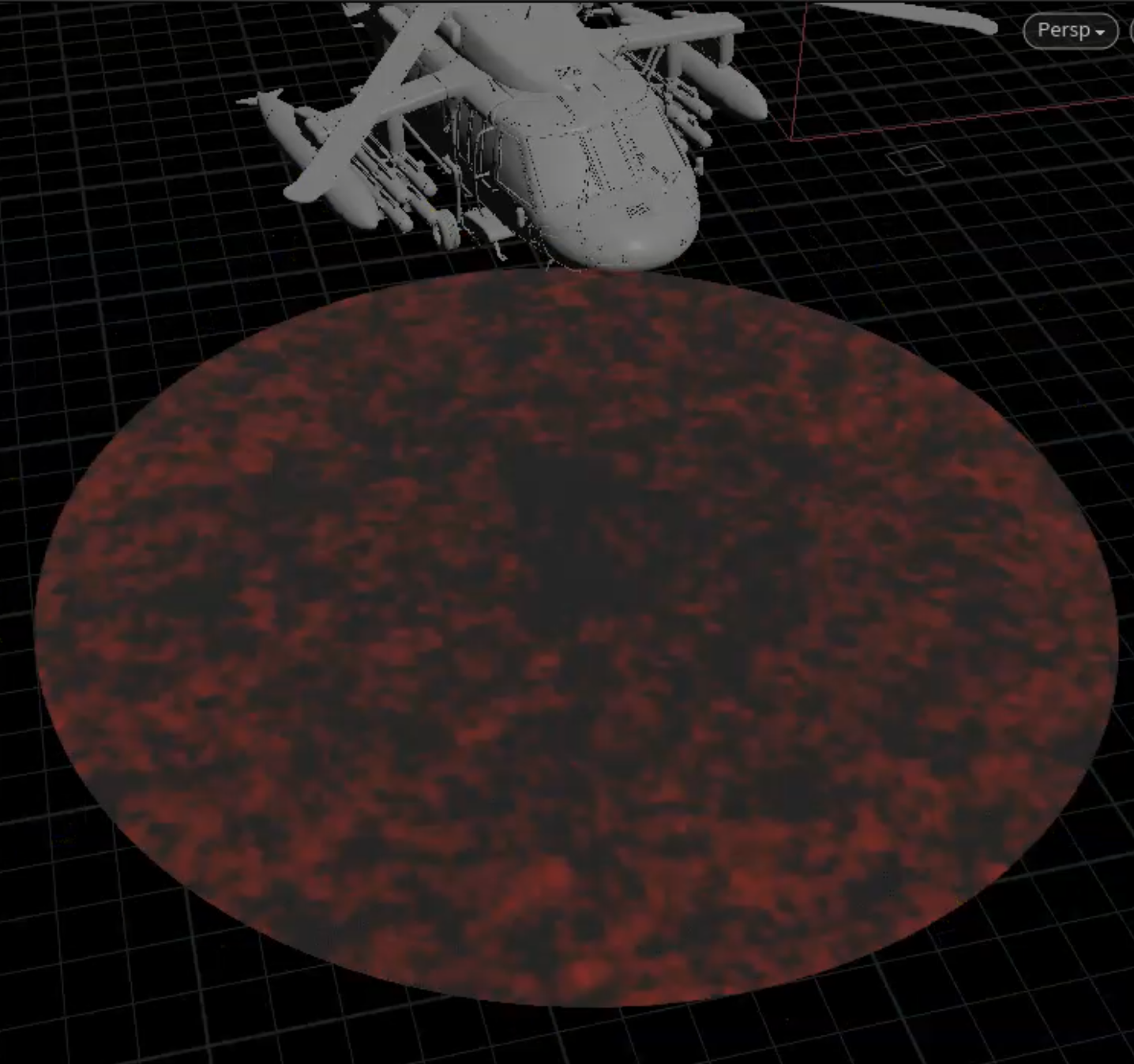 Helicoptero cerca del suelo: zonas de emision de arena y polvo.