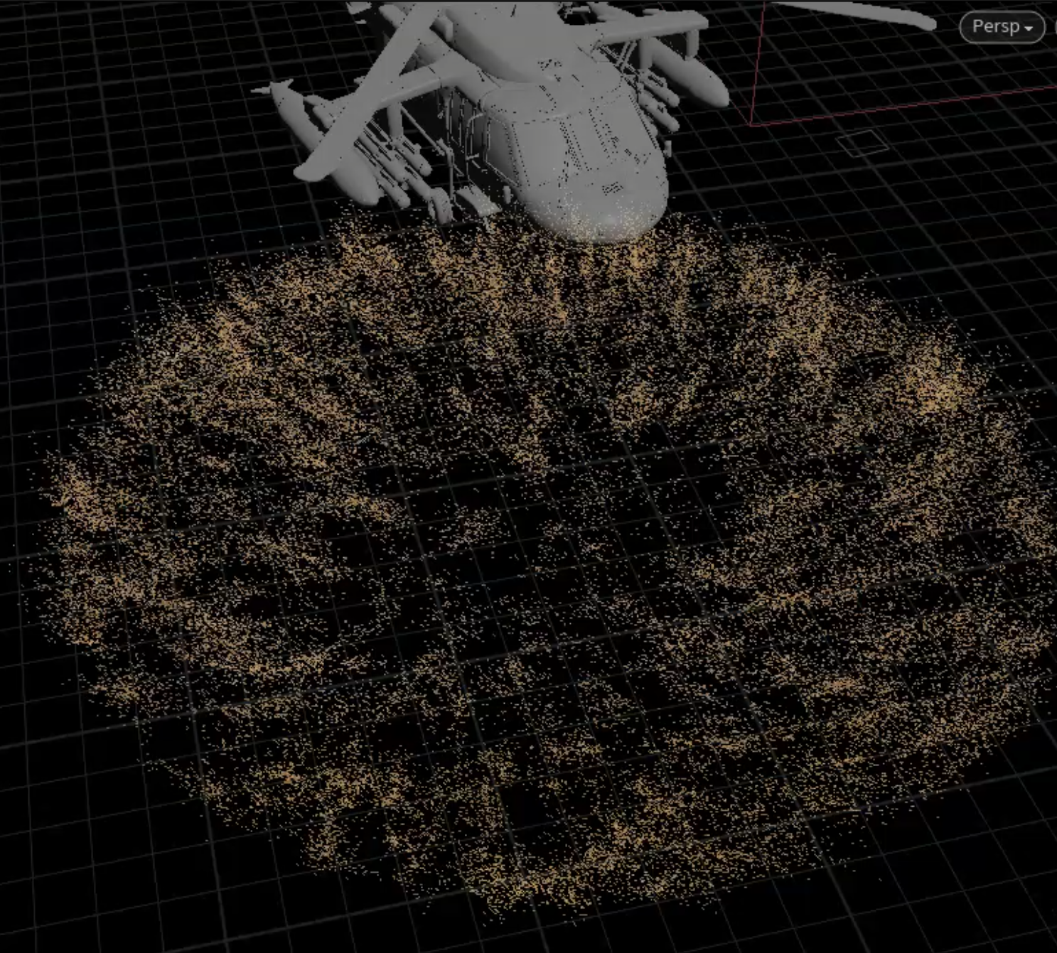 Misma escena con la simulacion de arena activa.